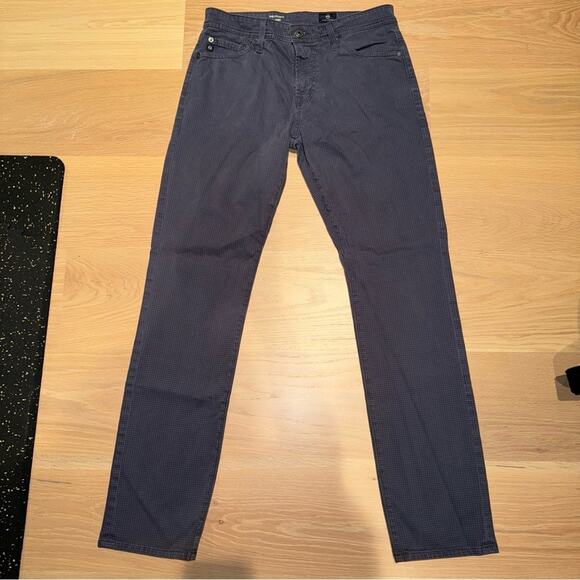 AG The Everett  SUD Slim Straight Leg Blue Black Houndstooth Pants 30x32 - Picture 7 of 12